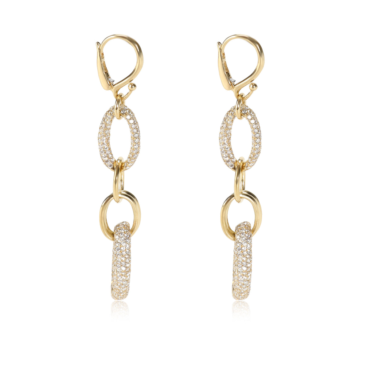 Stardust Oval Link Drop Diamond Earring in 18K Yellow Gold 4.24 CTW