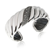 Midnight Melange Cable Diamond Cuff in  Sterling Silver 0.42 CTW