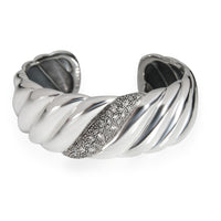Midnight Melange Cable Diamond Cuff in  Sterling Silver 0.42 CTW