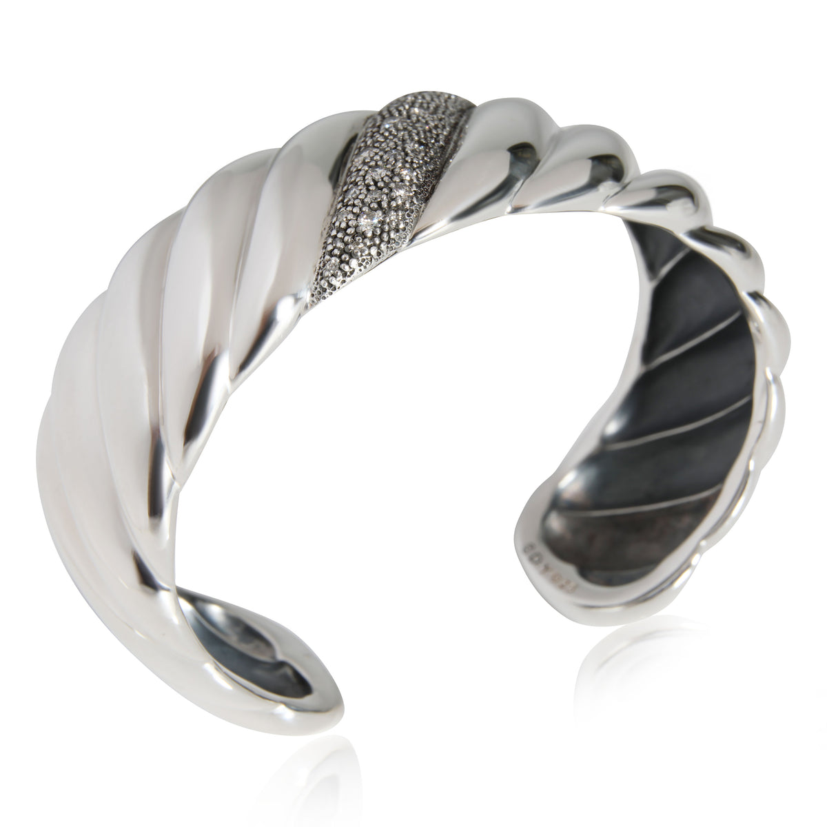 Midnight Melange Cable Diamond Cuff in  Sterling Silver 0.42 CTW