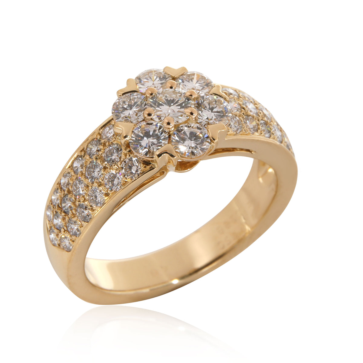 Van Cleef & Arpels Fleurette Diamond Ring in 18K Yellow Gold 1.15 CTW