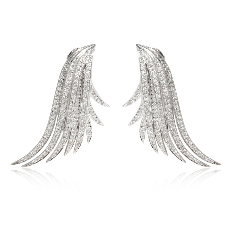 Diamond Ear Climbers Earring in 18K White Gold 3.00 CTW