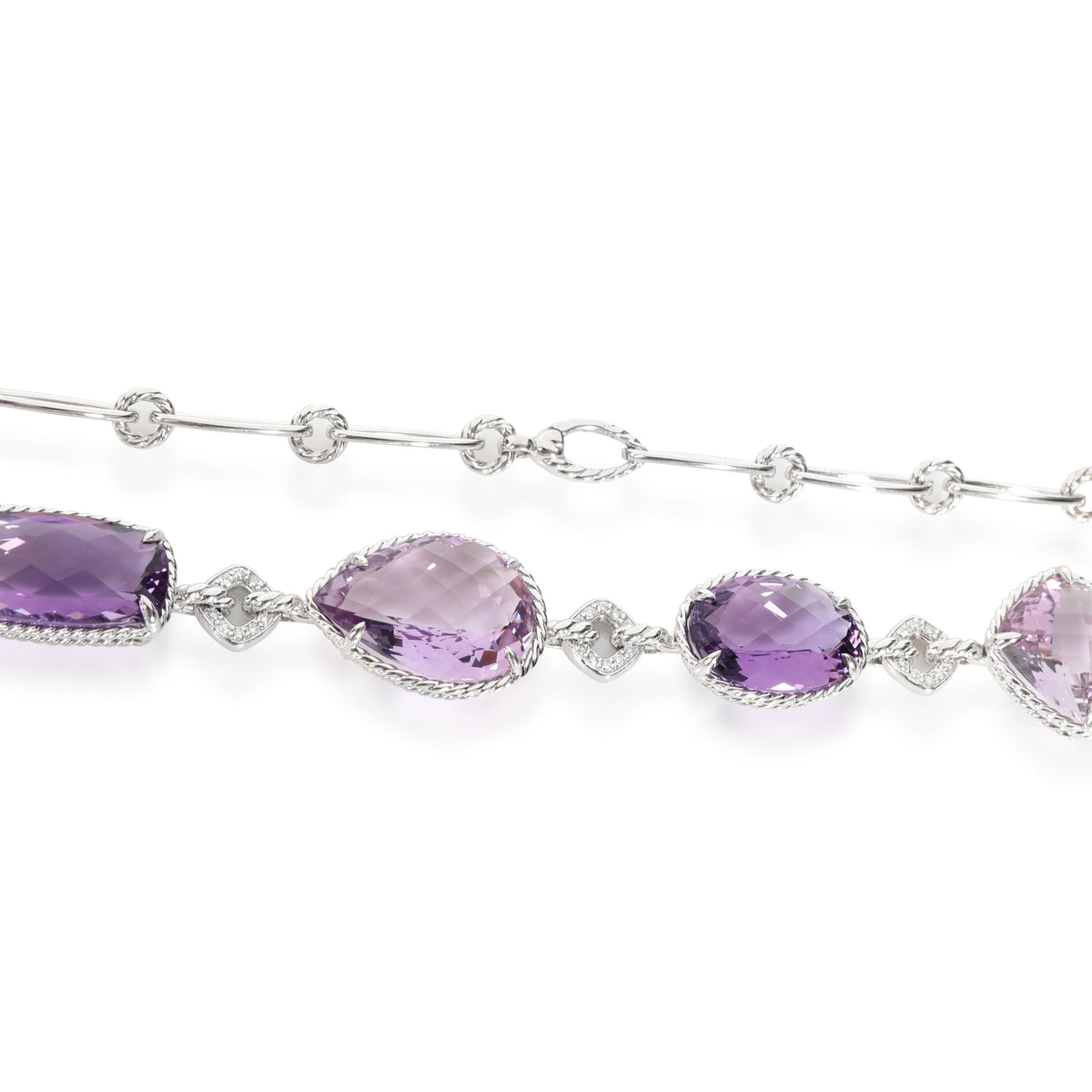 Amethyst & Diamond Necklace in 18kt White Gold 0.3 CTW