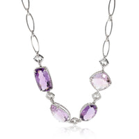 Amethyst & Diamond Necklace in 18kt White Gold 0.3 CTW