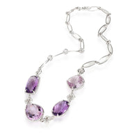 Amethyst & Diamond Necklace in 18kt White Gold 0.3 CTW