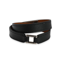 Hermès Black Swift Rivale Double Tour Bracelet PHW S