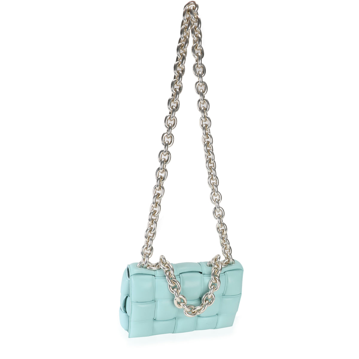 Spearmint Maxi Intrecciato Leather Chain Cassette Bag