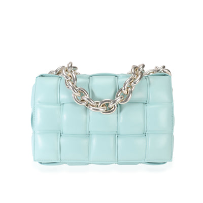 Spearmint Maxi Intrecciato Leather Chain Cassette Bag