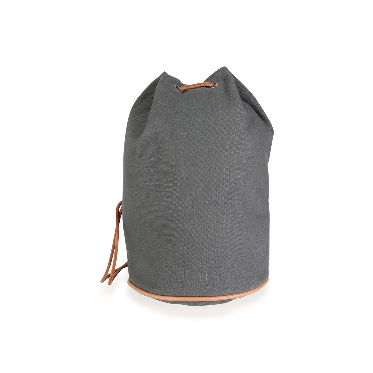 Gray Canvas Polochon Mimile Drawstring Bucket Bag Backpack PHW