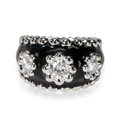Chanel Vintage  Diamond & Enamel Cocktail Ring in 18kt White Gold 0.9 CTW fv