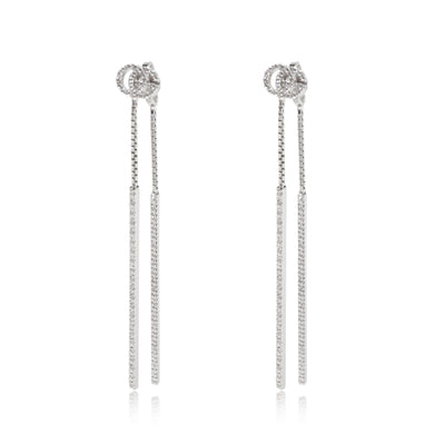 Running G Diamond Drop Earrings in 18k White Gold 0.56 CTW