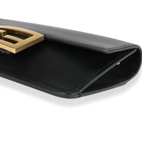 Black Calfskin Mini Flat Baguette with Strap