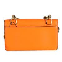 Orange Calfskin Mini Flat Baguette with Brown Strap You Strap