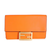 Orange Calfskin Mini Flat Baguette with Brown 'Strap You' Strap