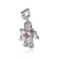 Spaceman Sapphire Diamond Charms in 18K White Gold 1.35 CTW