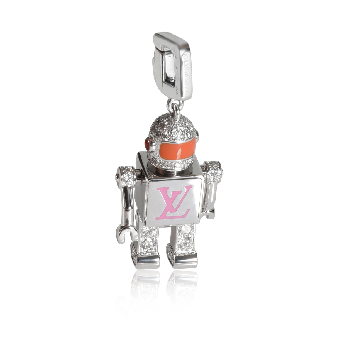 Spaceman Sapphire Diamond Charms in 18K White Gold 1.35 CTW