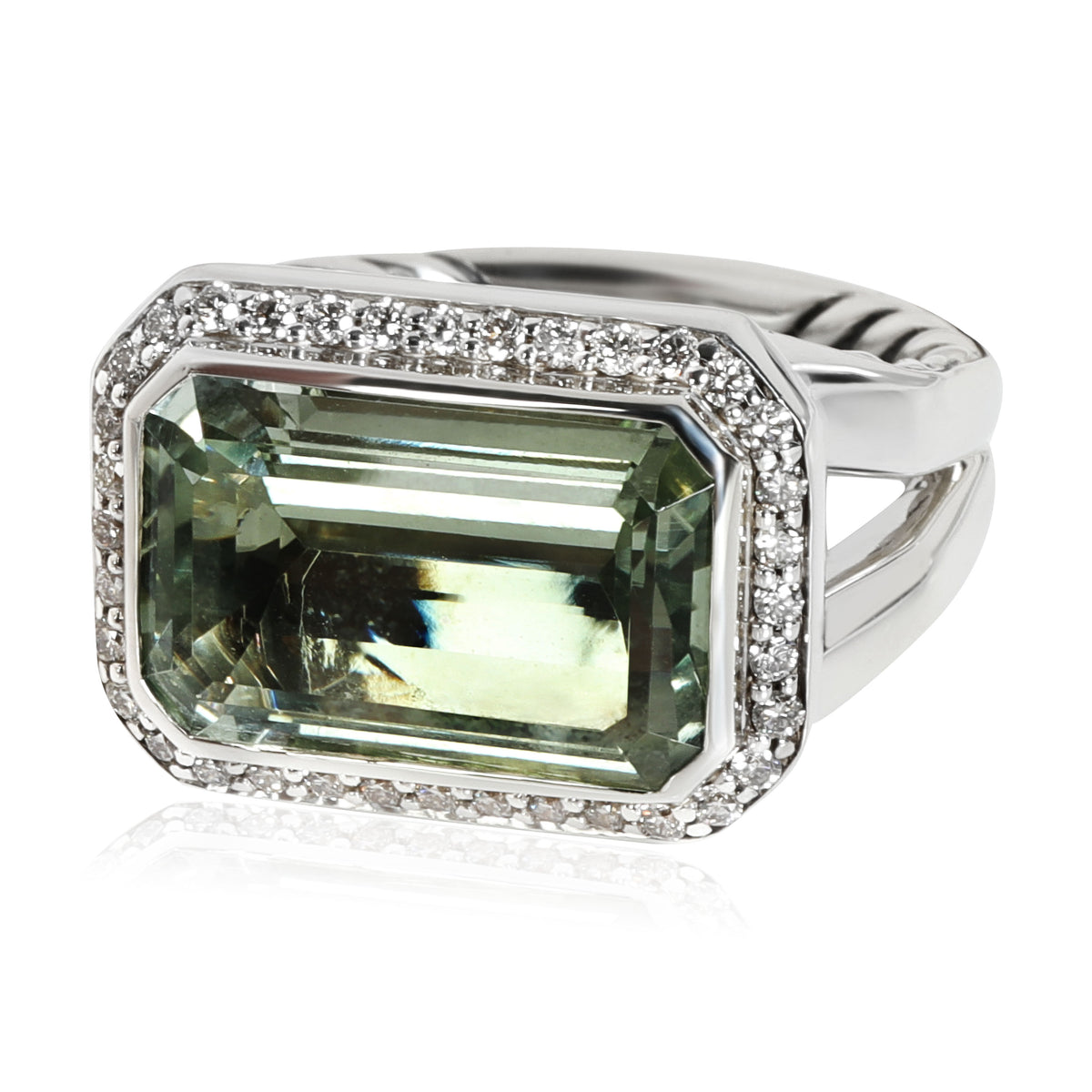 Novella Prasiolite Diamond Ring in  Sterling Silver 0.24 CT