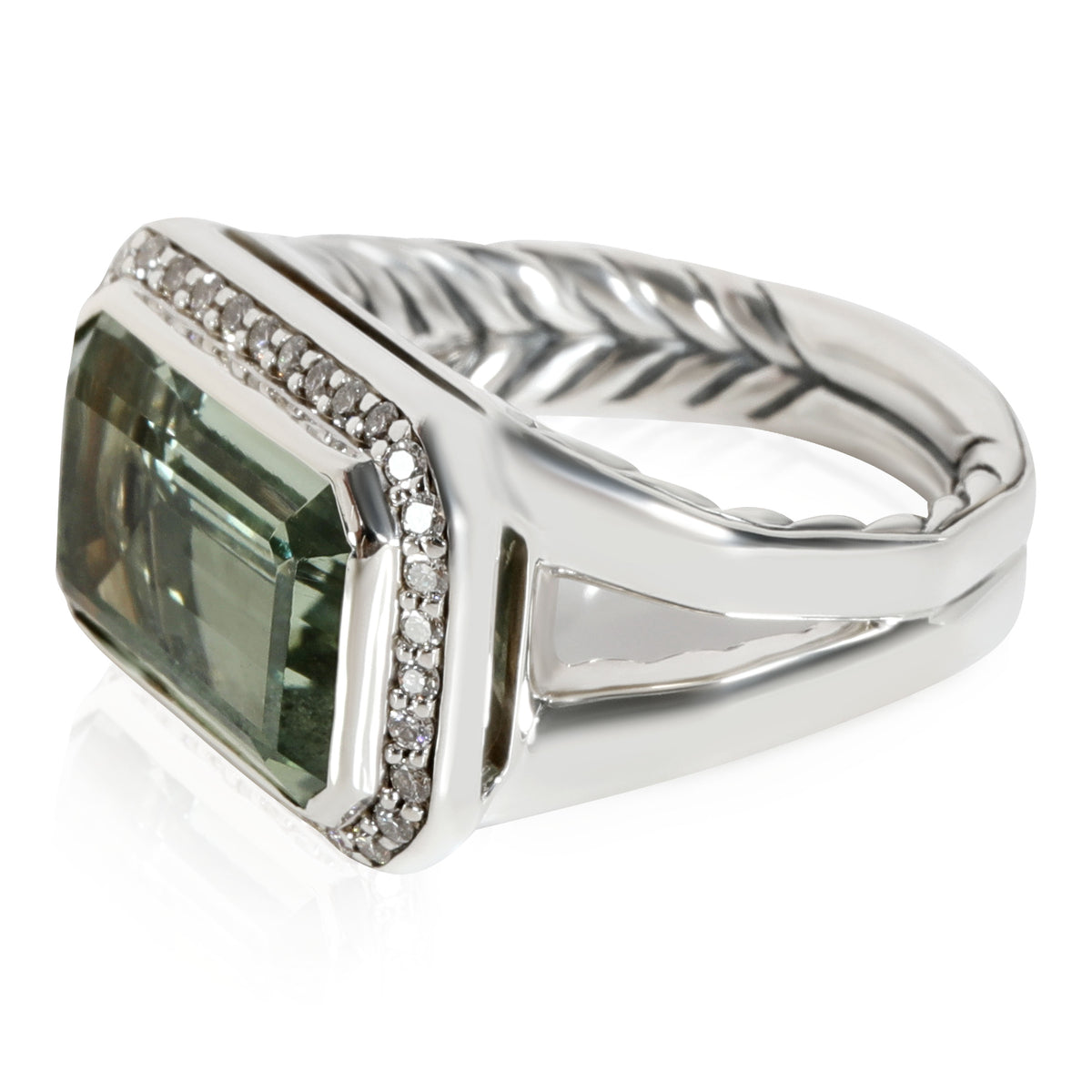 Novella Prasiolite Diamond Ring in  Sterling Silver 0.24 CT