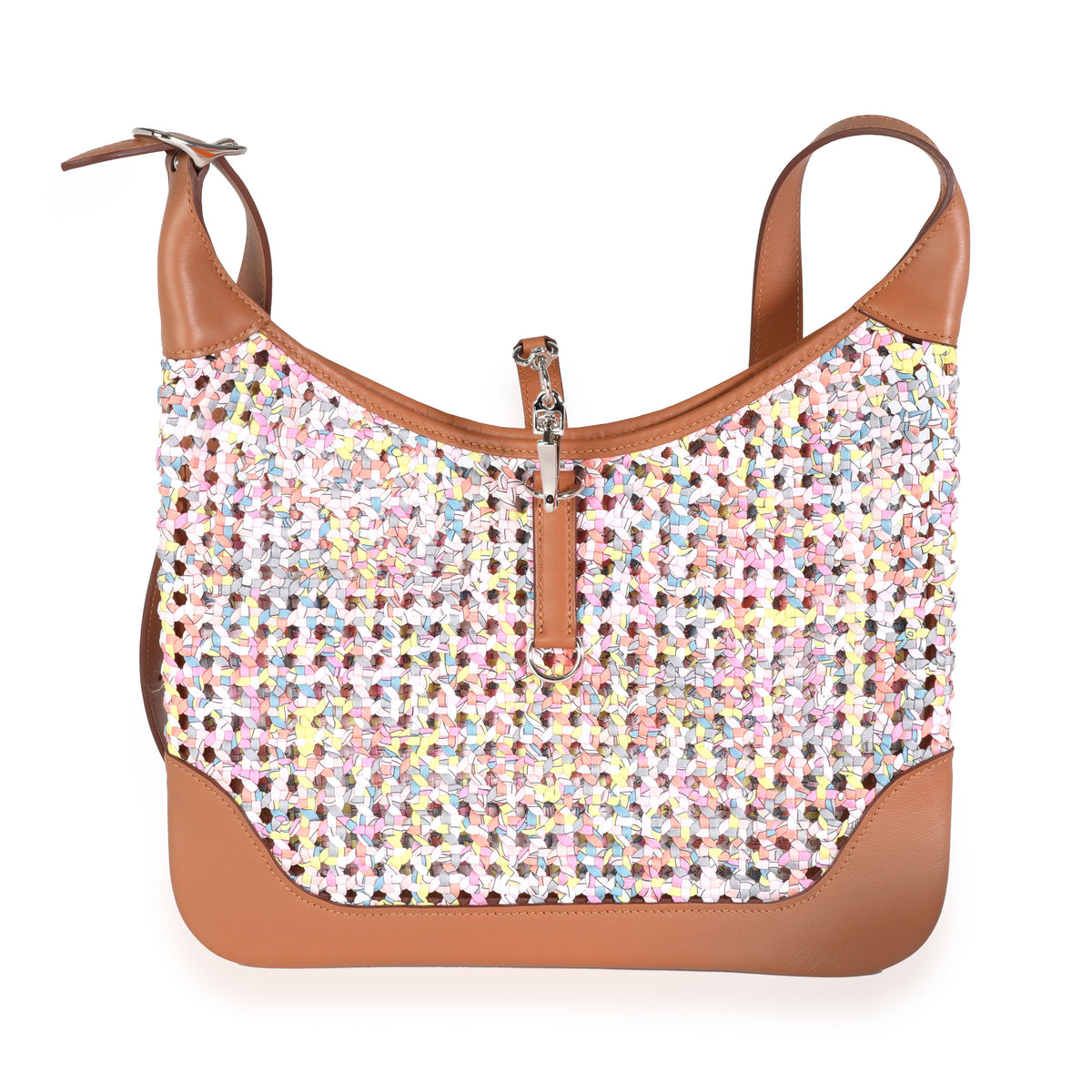 Hermès Multicolor Rose Sakura Gold Swift Faubourg Rainbow Silky Trim 31 PHW Handbag fv