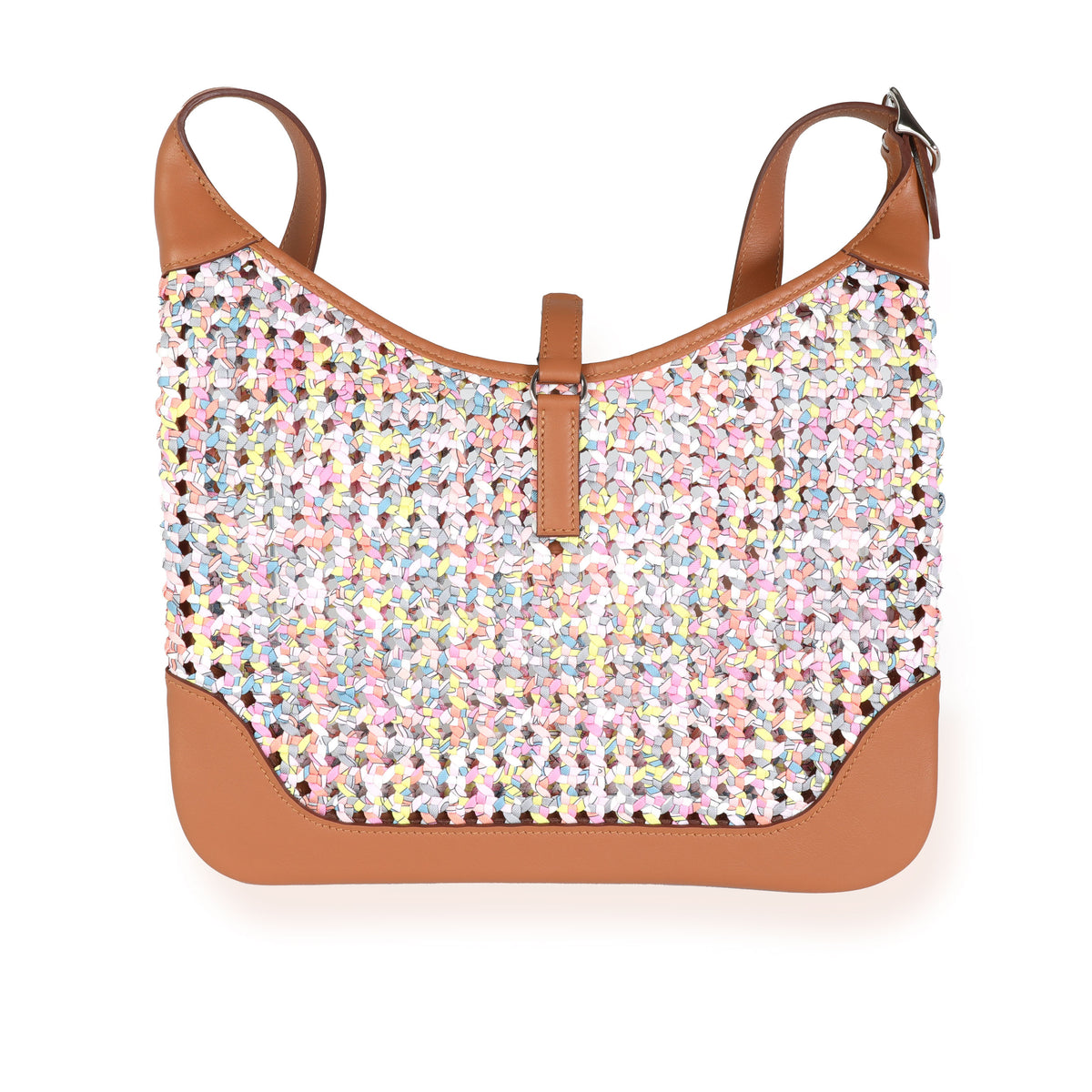 Hermès Multicolor Rose Sakura Gold Swift Faubourg Rainbow Silky Trim 31 PHW Handbag pv
