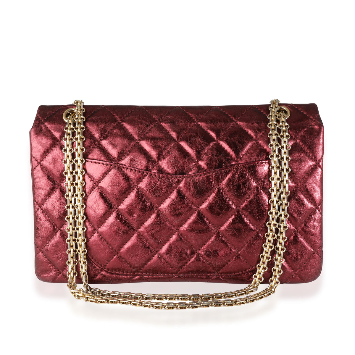 Metallic Burgundy Quilted Calfskin Reissue 2.55 227 Double Flap Bag