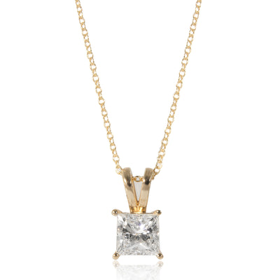 Princess Solitaire Diamond Pendant in 14K Yellow Gold (1.81 CTW)