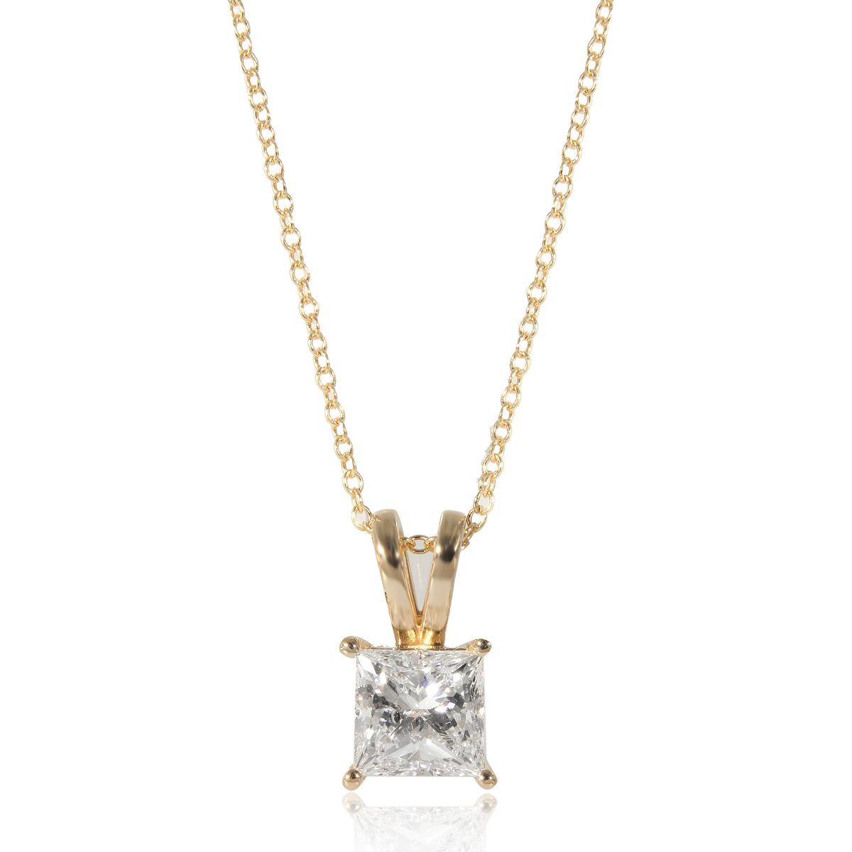 myGemma Princess Solitaire Diamond Pendant in 14K Yellow Gold (1.81 CTW) fv