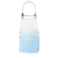 Fendi Blue Gradient Laser Cut Patent & Suede Sunny Top Handle Bag Handbag pv