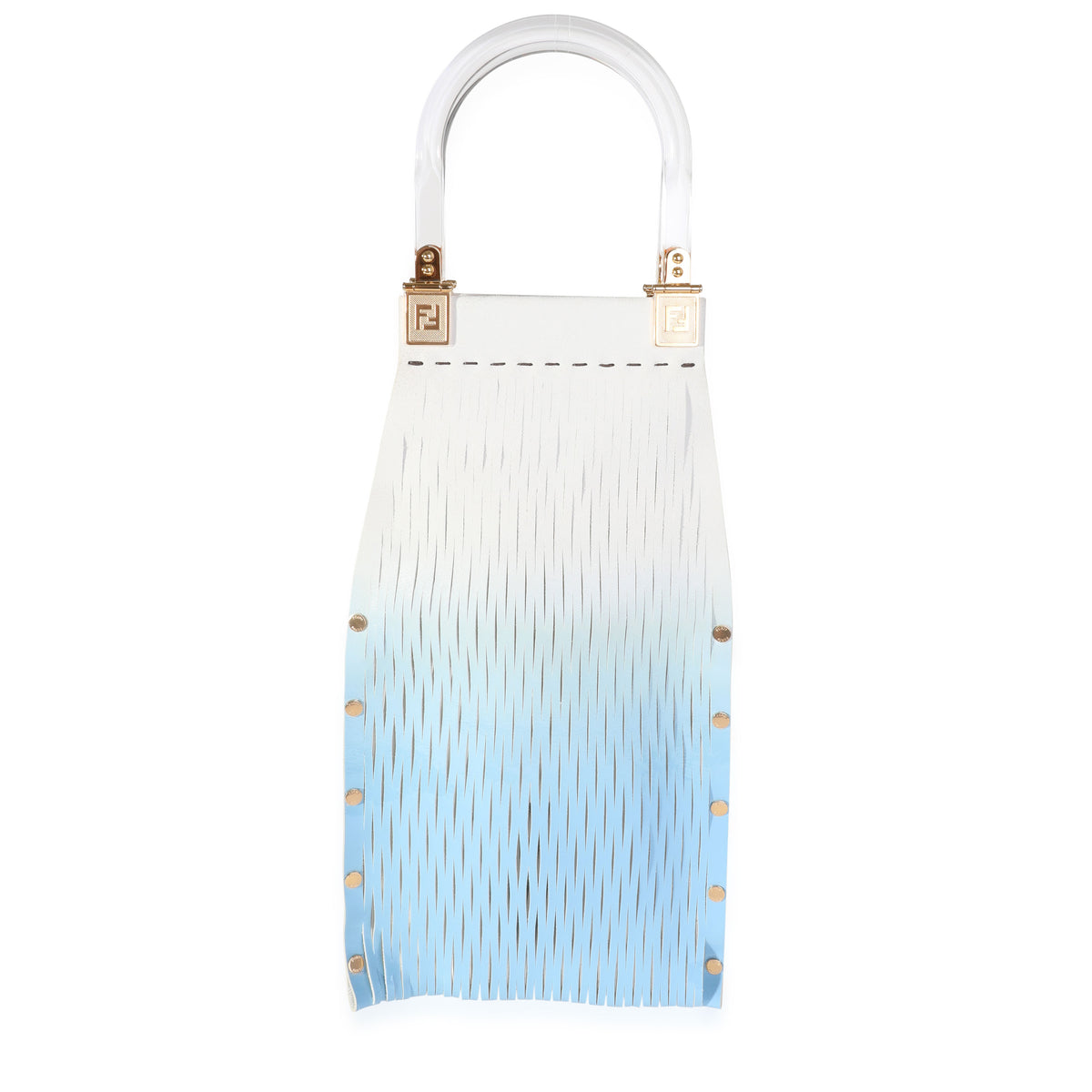 Blue Gradient Laser Cut Patent & Suede Sunny Top Handle Bag