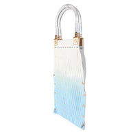 Blue Gradient Laser Cut Patent & Suede Sunny Top Handle Bag