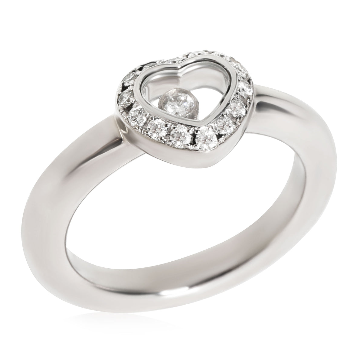 Happy Heart Diamond Icon Ring in 18k White Gold 0.19 CTW