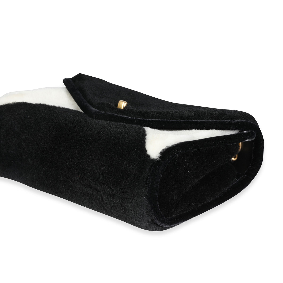 Black & White Shearling Small Single Flap Bag