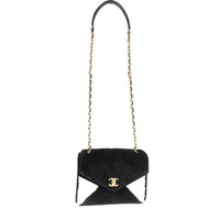 Black & White Shearling Small Single Flap Bag