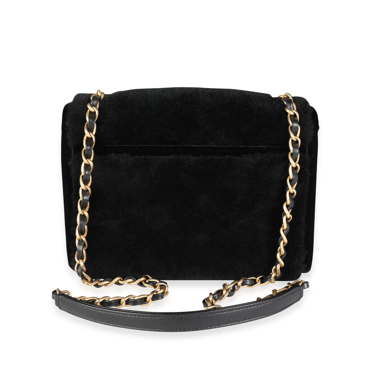 Black & White Shearling Small Single Flap Bag