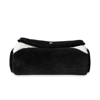 Black & White Shearling Small Single Flap Bag