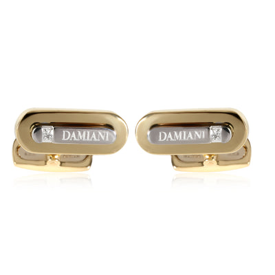 Cufflinks in 18k Two-Tone Gold with Princess Cut Diamonds,  0.11Ctw