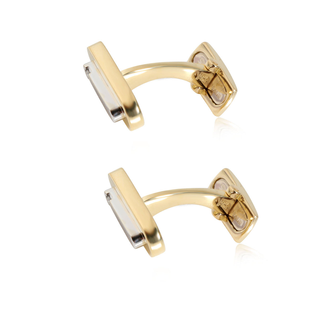 Cufflinks in 18k Two-Tone Gold with Princess Cut Diamonds,  0.11Ctw