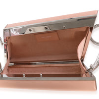 Pink Leather Diagonal Box Chain Clutch