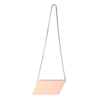 Pink Leather Diagonal Box Chain Clutch