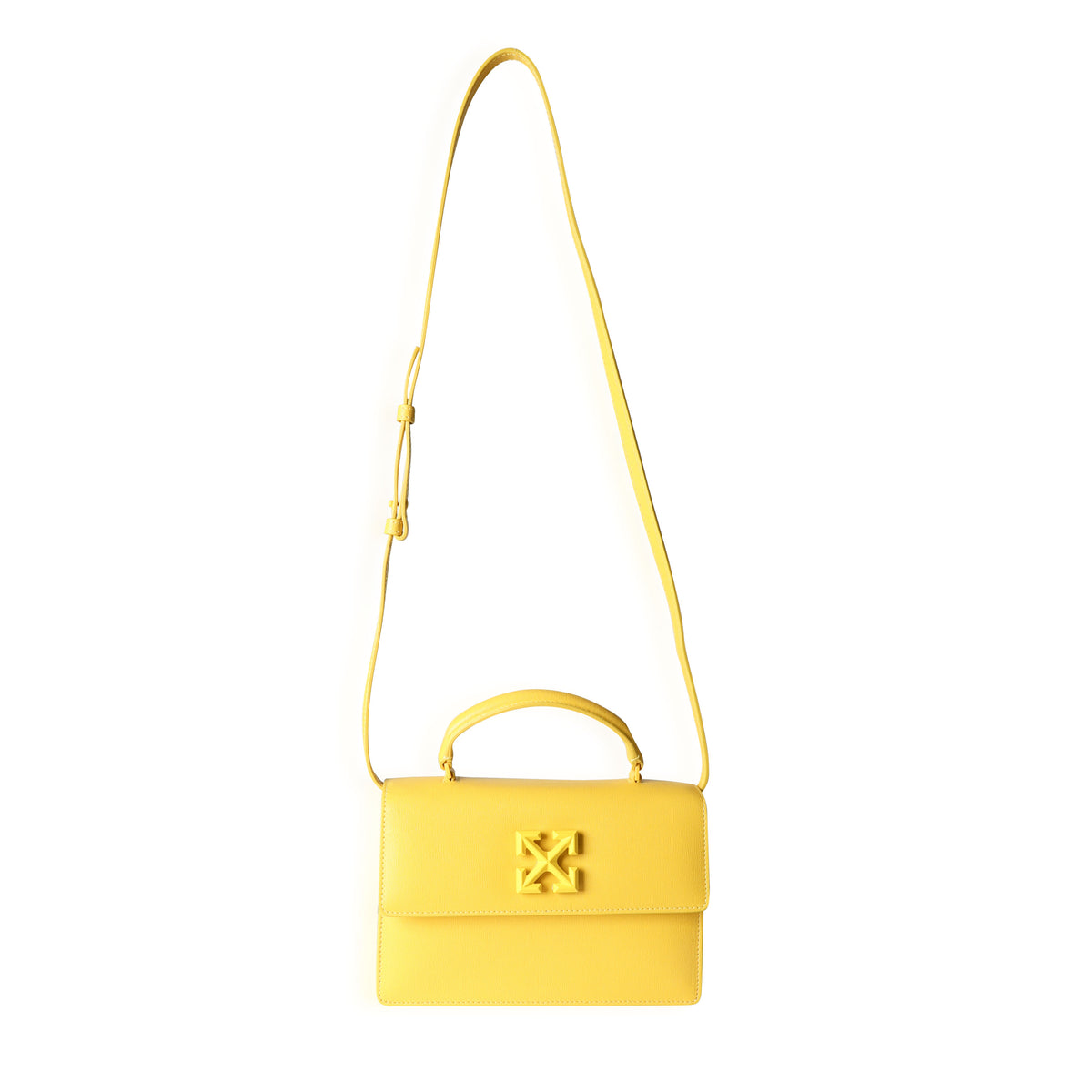 Yellow Saffiano Leather Jitney 1.4 Tonal Arrow Top Handle Crossbody Ba