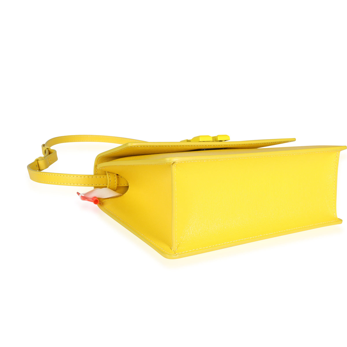 Yellow Saffiano Leather Jitney 1.4 Tonal Arrow Top Handle Crossbody Ba