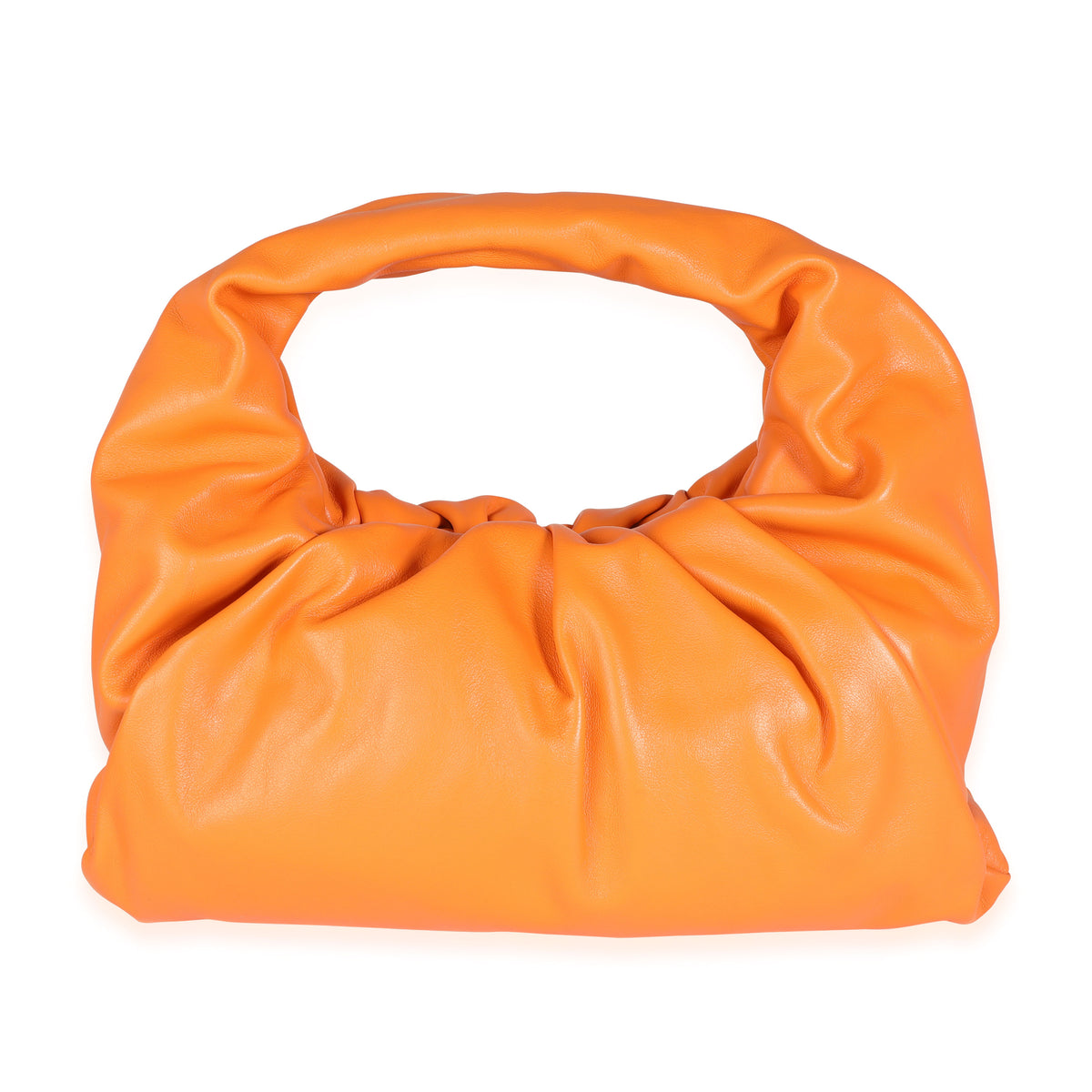 Light Orange Calfskin Leather Shoulder Pouch Bag