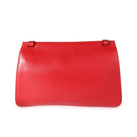 Red Pebbled Calfskin Medium Bamboo Daily Flap Shoulder Bag
