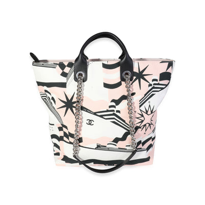 Black, Pink, & White Canvas La Pausa Shopping Tote