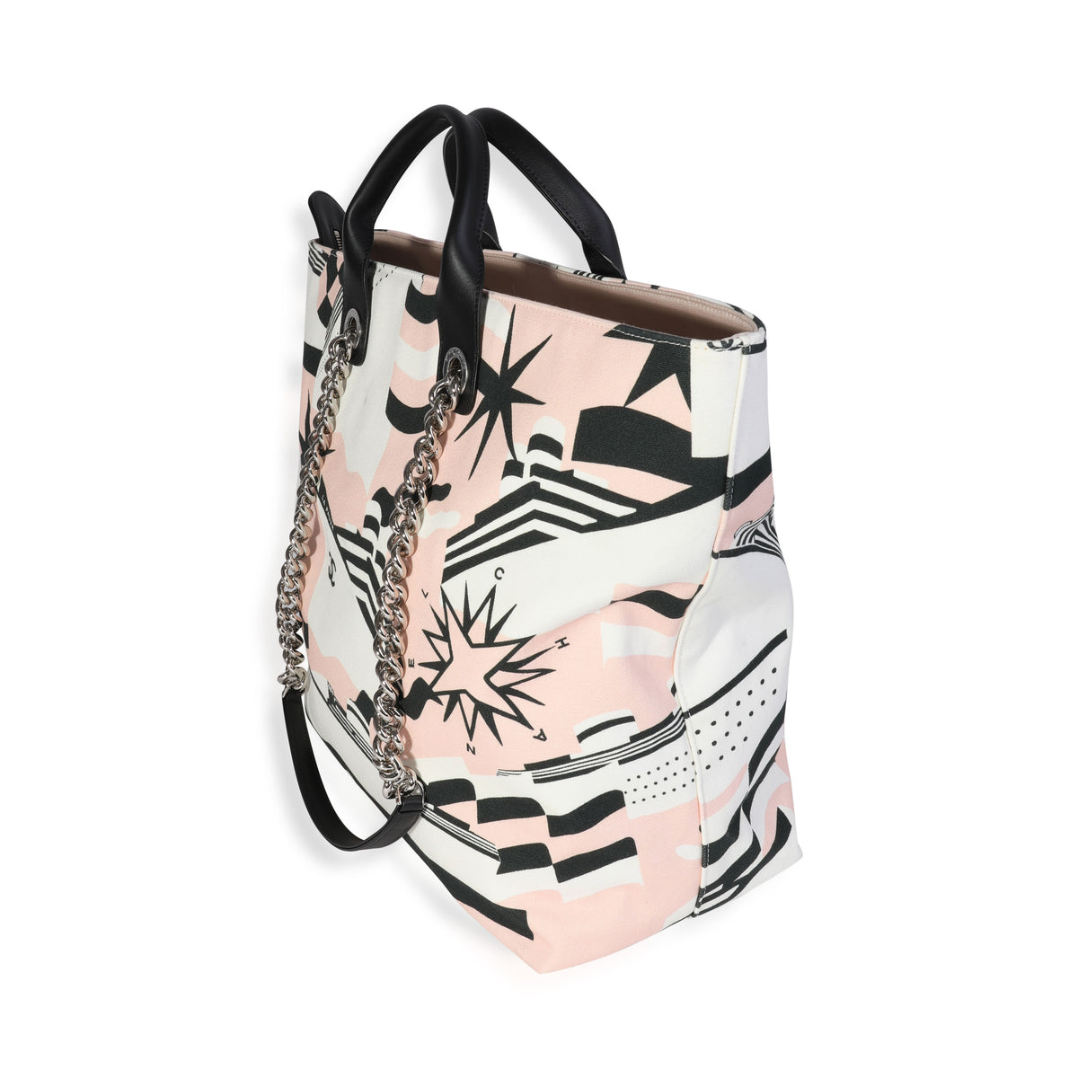 Black, Pink, & White Canvas La Pausa Shopping Tote