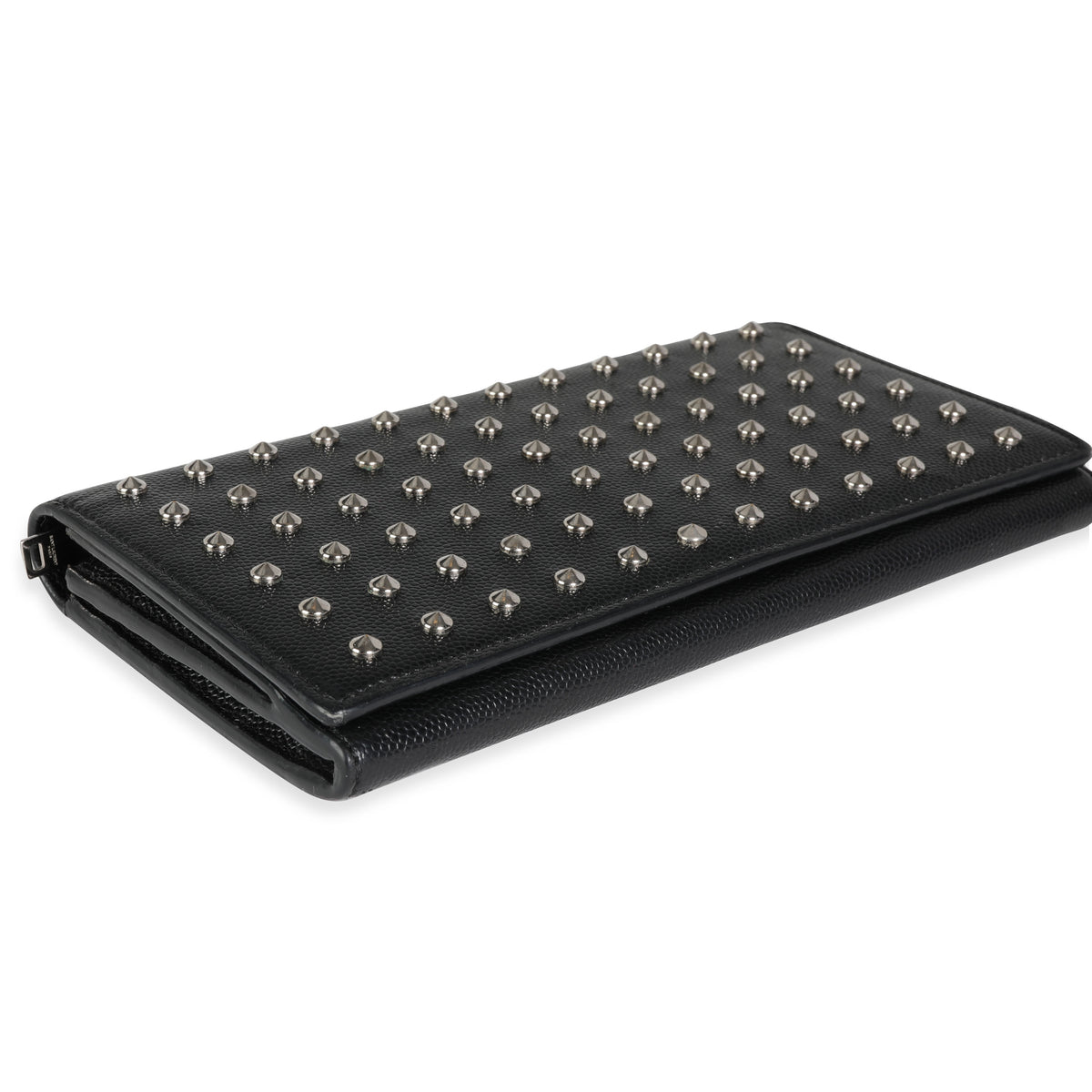 Saint Laurent Black Grain De Poudre Leather Studded Classic Marquage Flap Wallet Wallet box
