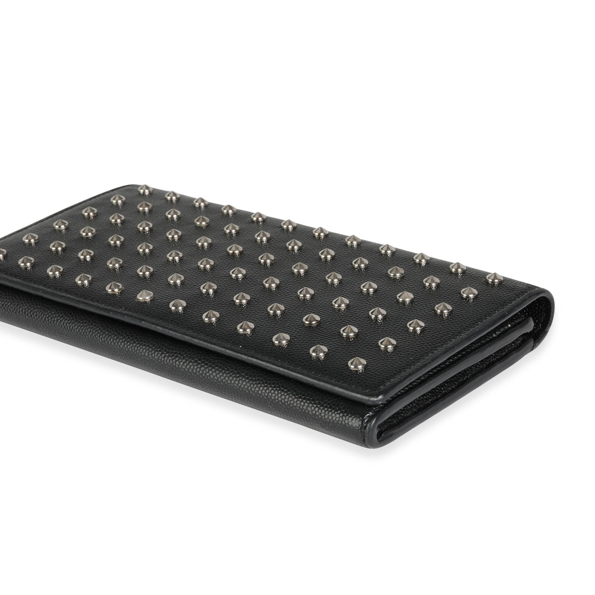Saint Laurent Black Grain De Poudre Leather Studded Classic Marquage Flap Wallet Wallet clasp