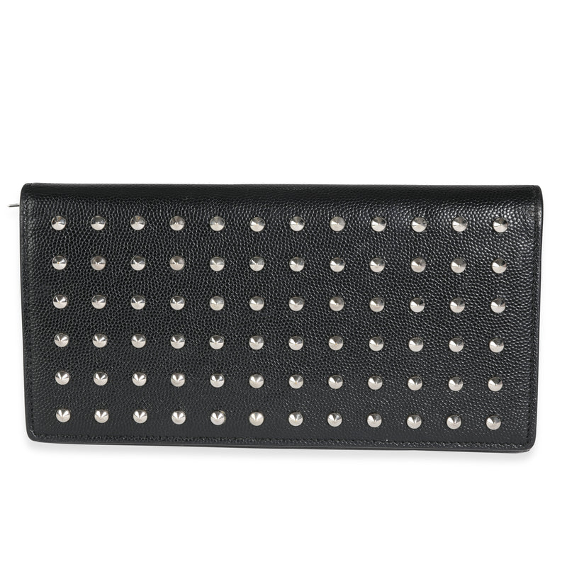 Saint Laurent Black Grain De Poudre Leather Studded Classic Marquage Flap Wallet Wallet fv