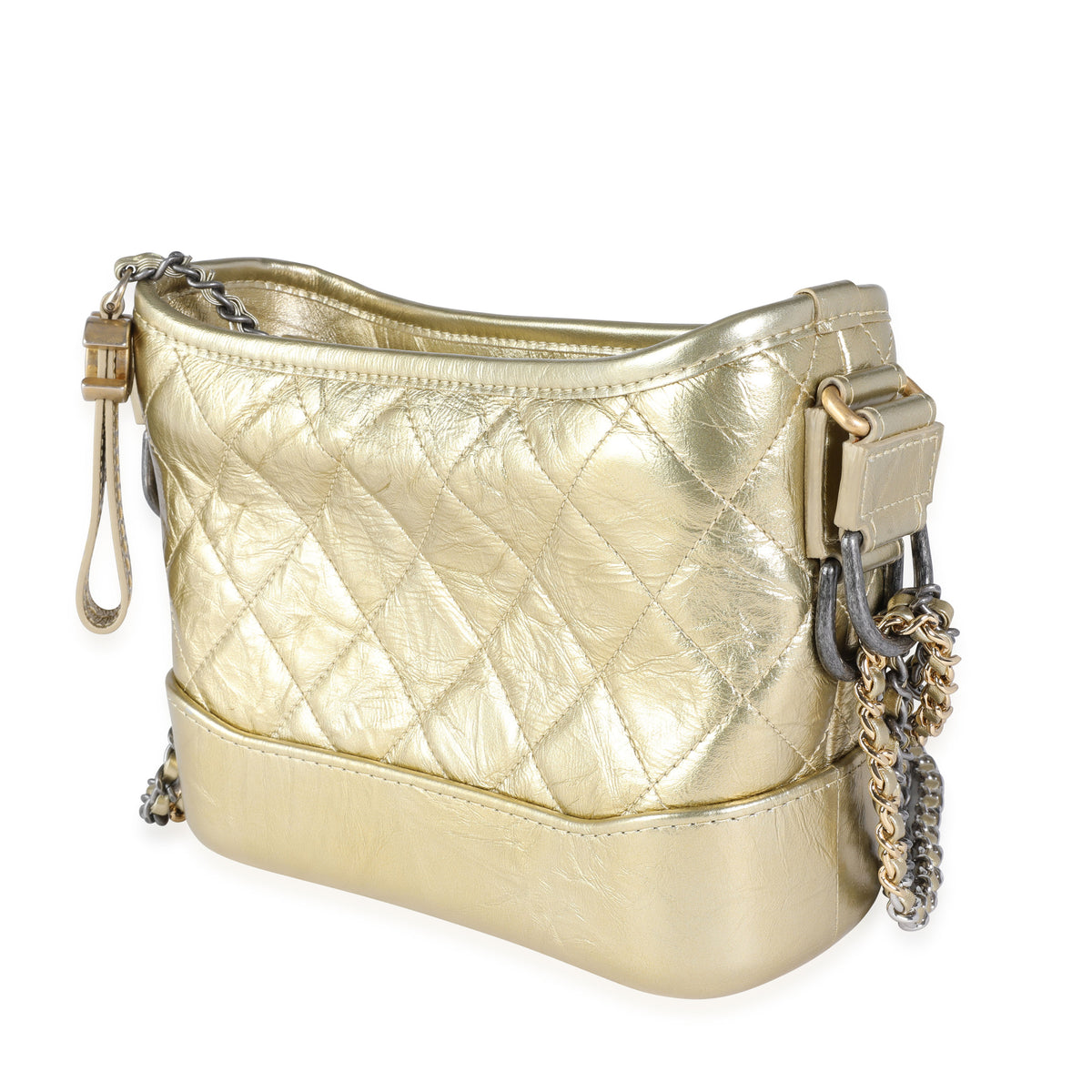 Gold Quilted Calfskin Small Gabrielle Hobo