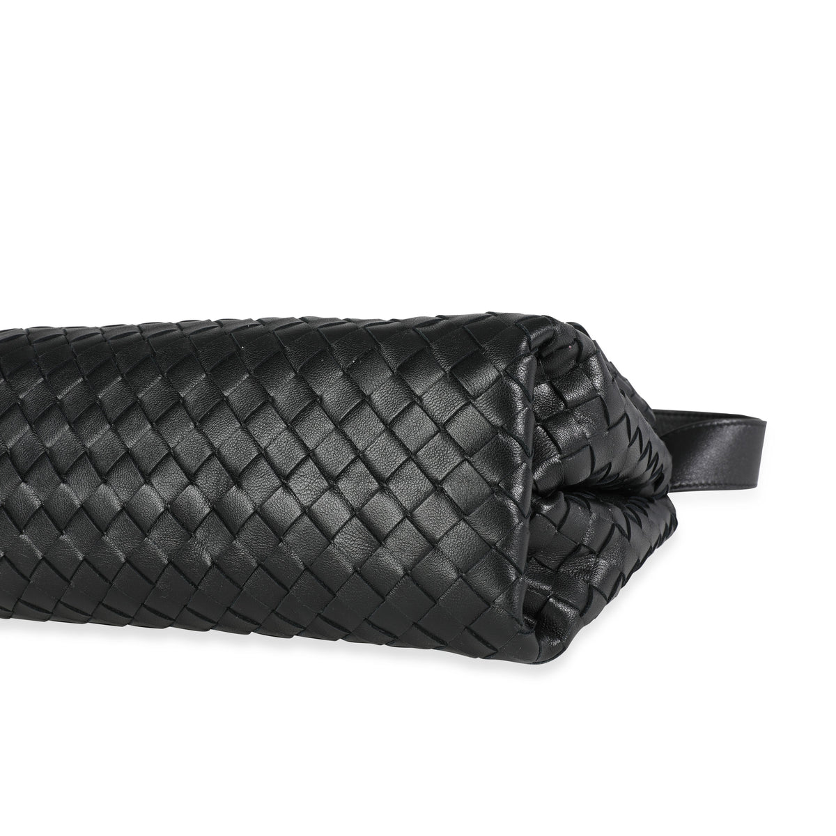 Black Intrecciato Leather Fold Crossbody Bag